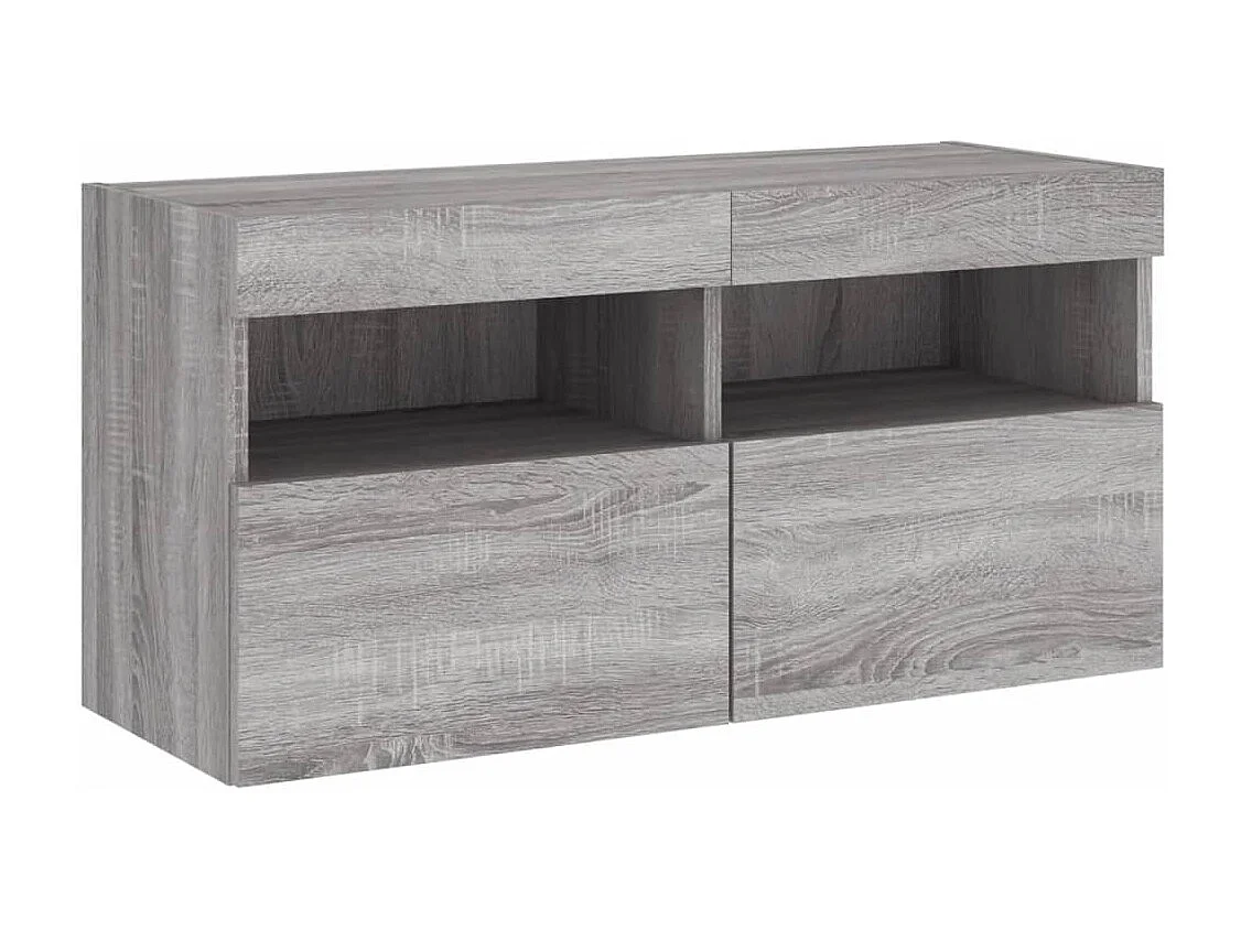 Berkfield TV Wall Cabinet with LED Lights Grey Sonoma 80x30x40 cm