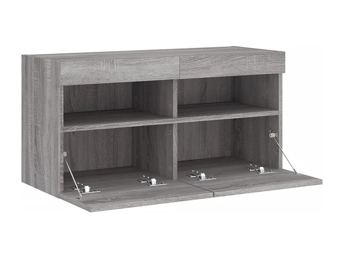 Berkfield TV Wall Cabinet with LED Lights Grey Sonoma 80x30x40 cm