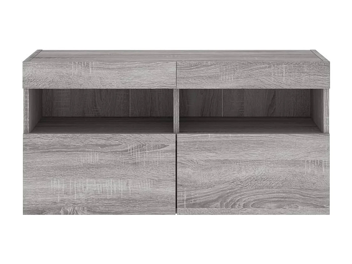 Berkfield TV Wall Cabinet with LED Lights Grey Sonoma 80x30x40 cm