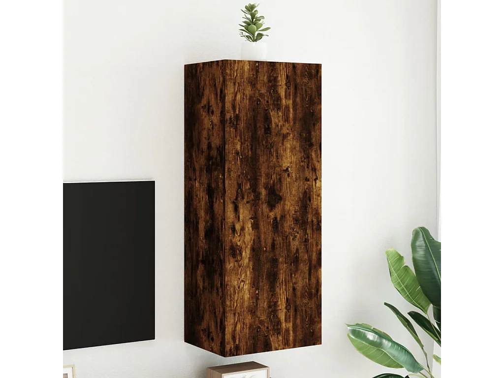 Berkfield TV Wall Cabinet Smoked Oak 40.5x30x102 cm Engineered Wood