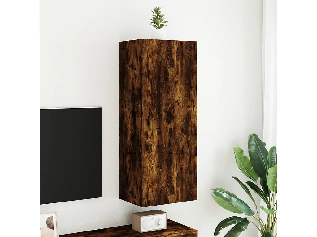 Berkfield TV Wall Cabinet Smoked Oak 40.5x30x102 cm Engineered Wood
