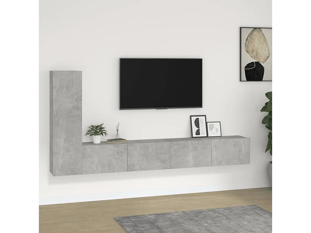 Berkfield 3 Piece TV Cabinet Set Concrete Grey Engineered Wood