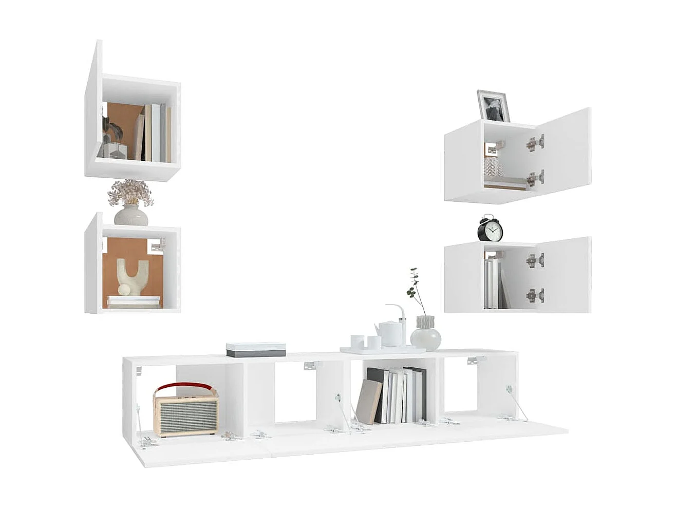 Berkfield 6 Piece TV Cabinet Set White Engineered Wood