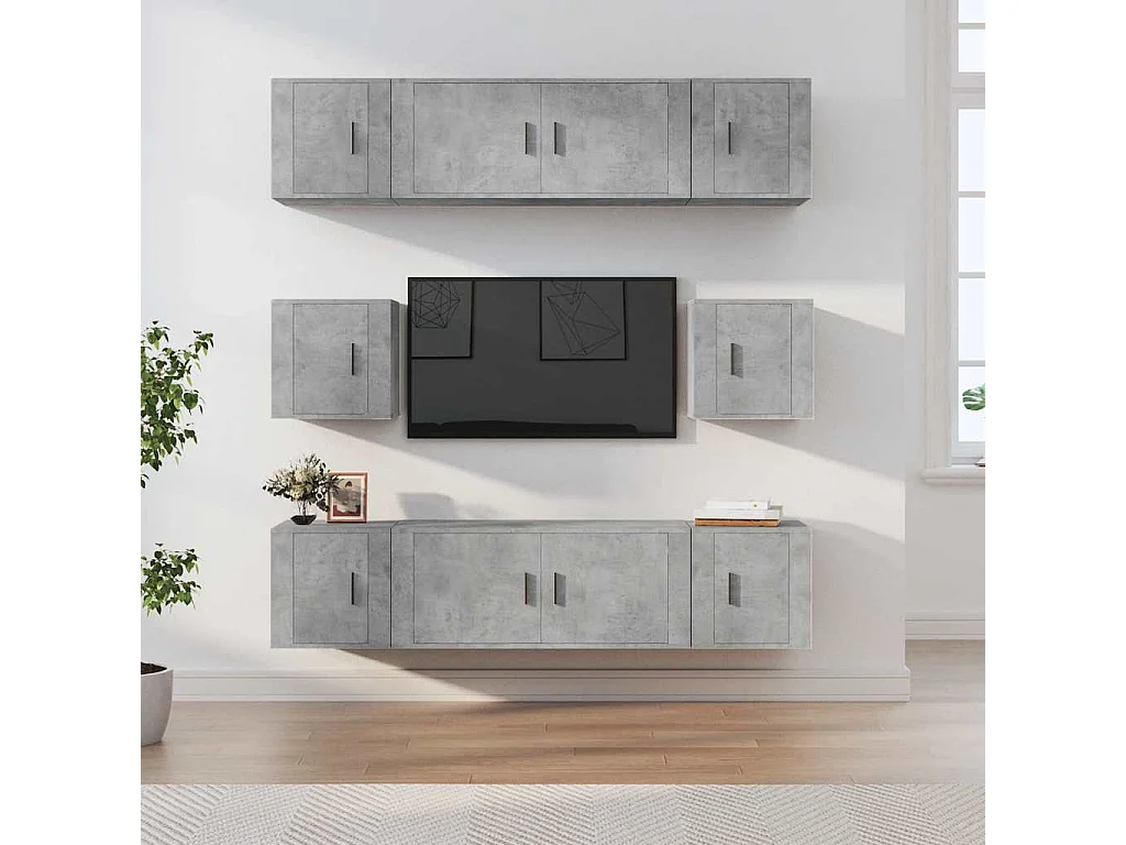 Berkfield 8 Piece TV Cabinet Set Concrete Grey Engineered Wood