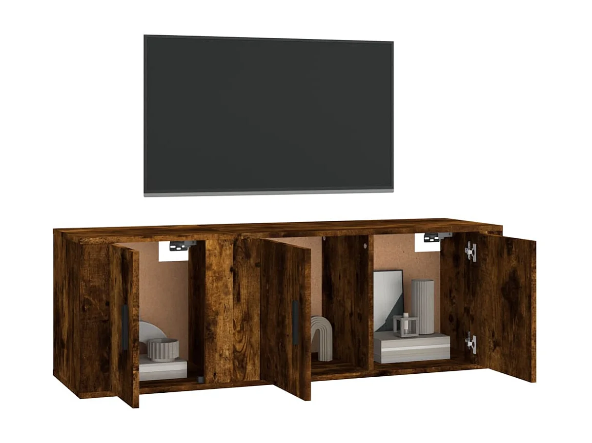 Berkfield 2 Piece TV Cabinet Set Smoked Oak Engineered Wood