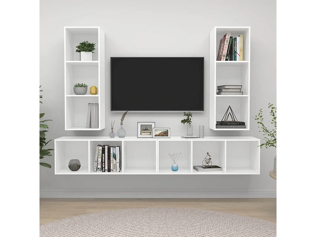 Berkfield Wall-mounted TV Cabinets 4 pcs White Engineered Wood