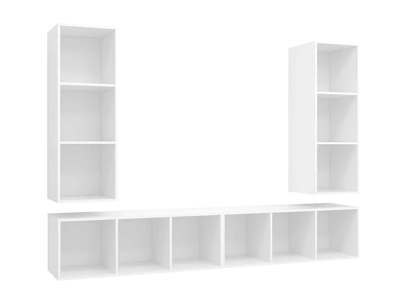 Berkfield Wall-mounted TV Cabinets 4 pcs White Engineered Wood