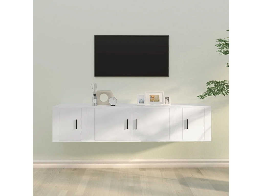 Berkfield 3 Piece TV Cabinet Set White Engineered Wood