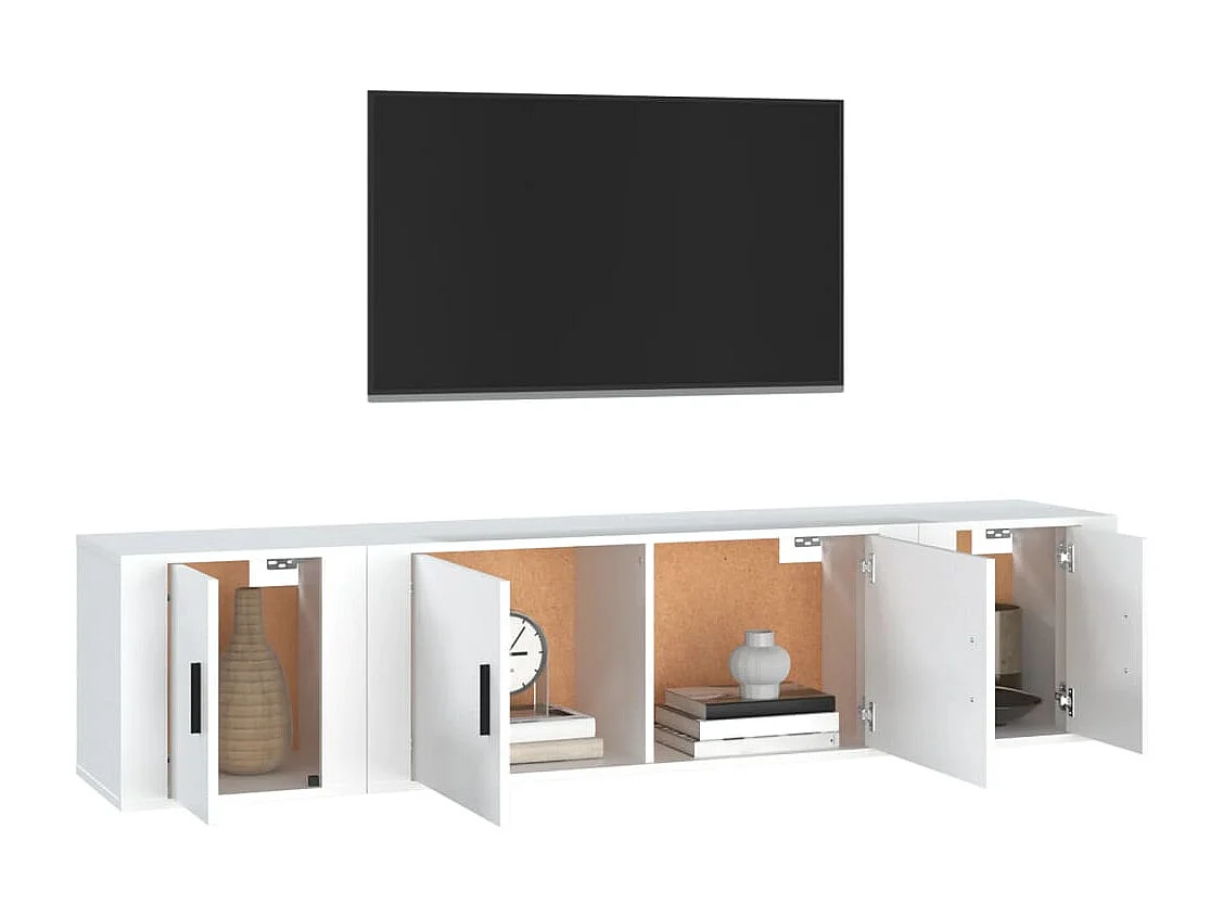 Berkfield 3 Piece TV Cabinet Set White Engineered Wood