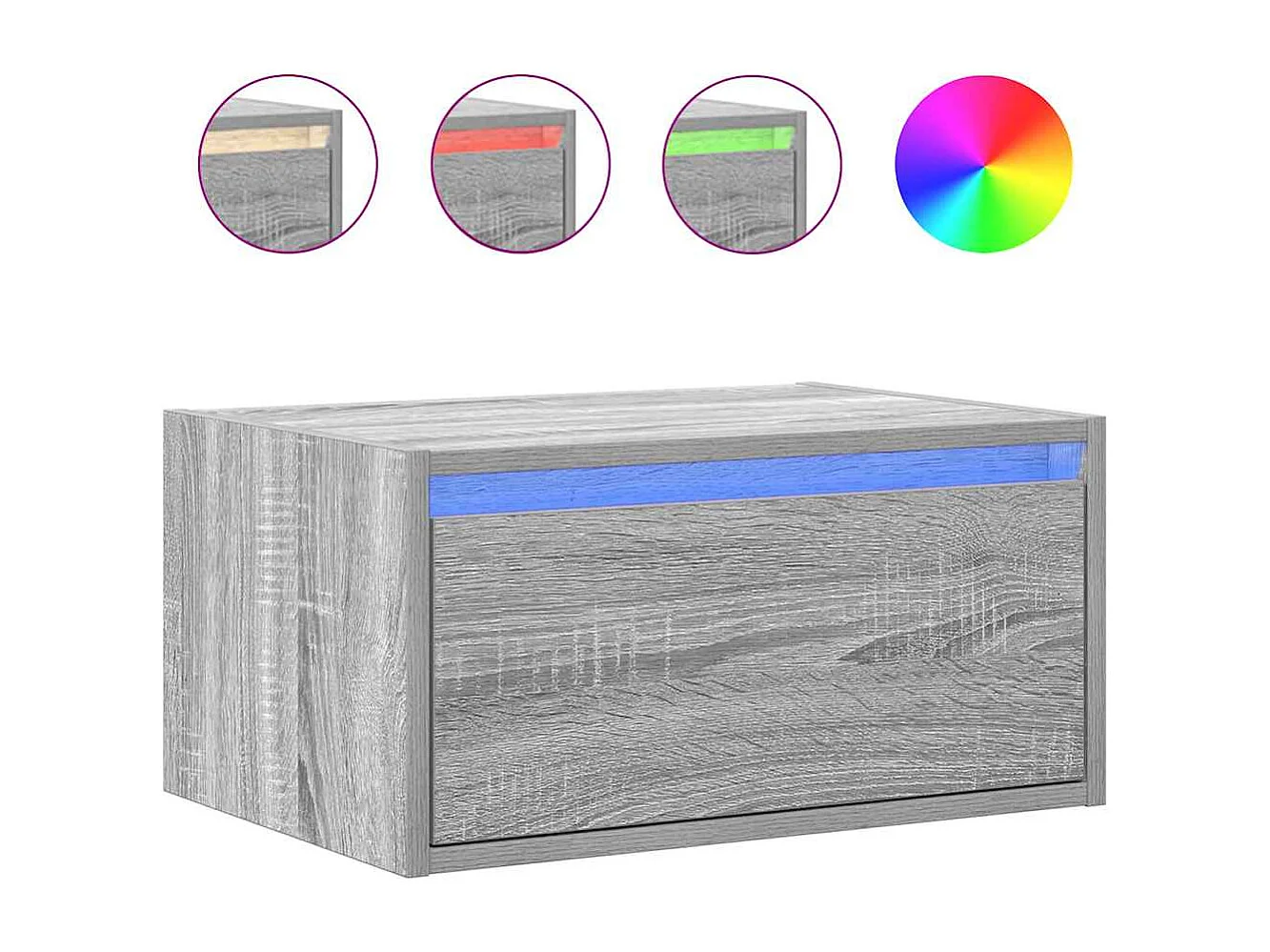 Berkfield Wall-mounted Bedside Cabinet with LED Lights Grey Sonoma