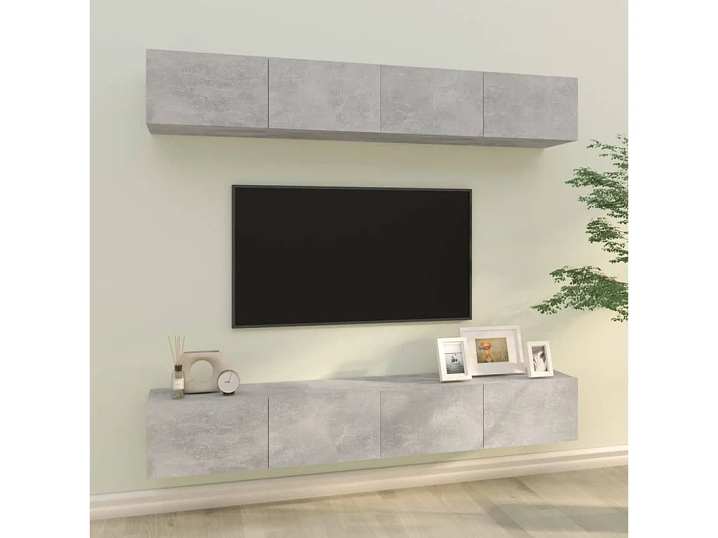Berkfield Wall TV Cabinets 4 pcs Concrete Grey 100x30x30 cm