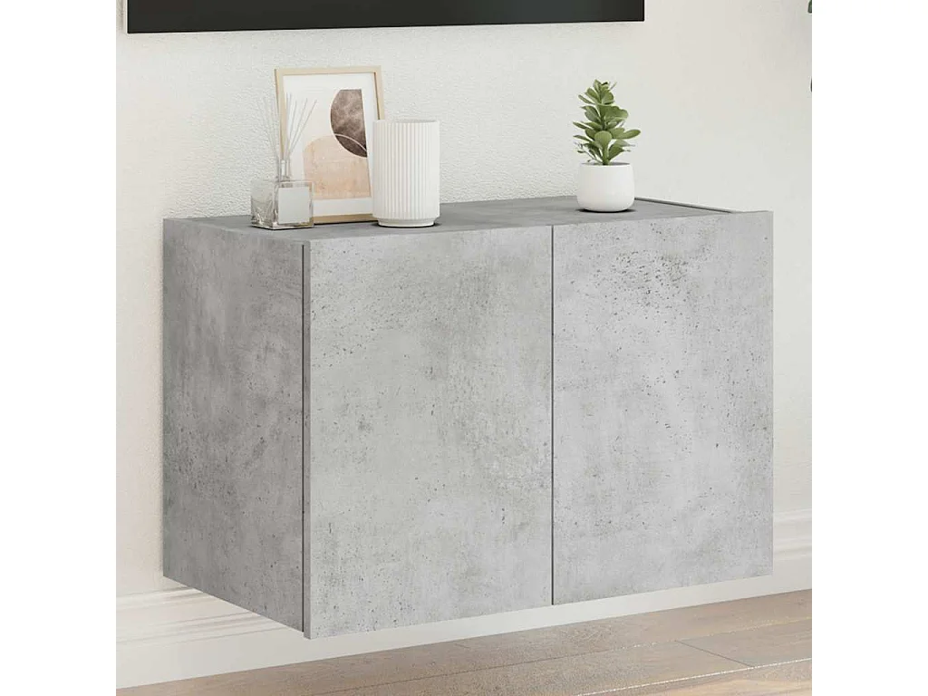 Berkfield TV Wall Cabinet with LED Lights Concrete Grey 60x35x41 cm