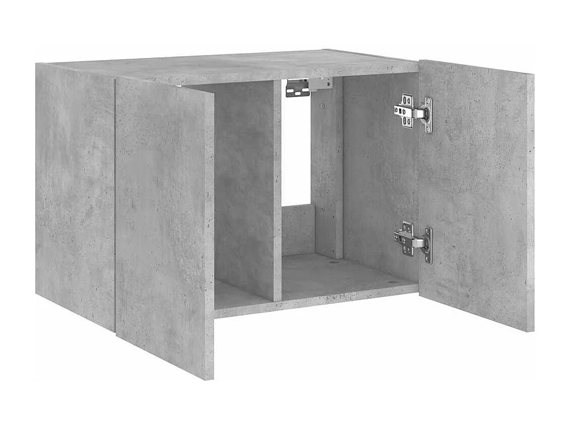 Berkfield TV Wall Cabinet with LED Lights Concrete Grey 60x35x41 cm