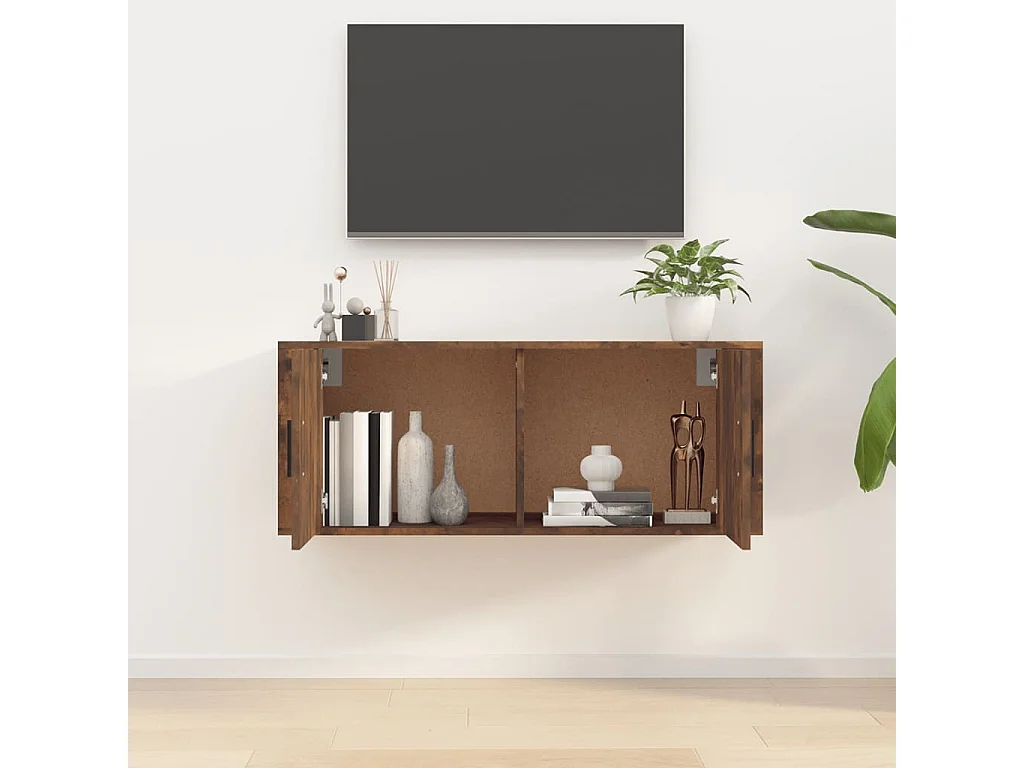 Berkfield Wall Mounted TV Cabinet Smoked Oak 100x34.5x40 cm