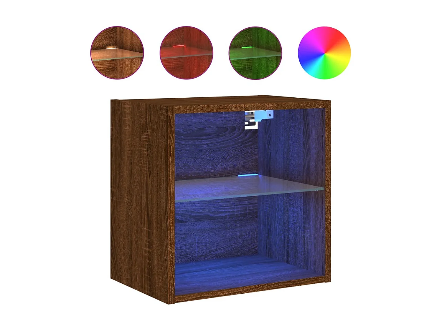 Berkfield Bedside Cabinet with LED Lights Wall-mounted Brown Oak
