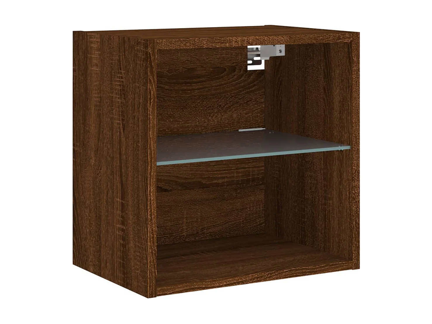 Berkfield Bedside Cabinet with LED Lights Wall-mounted Brown Oak