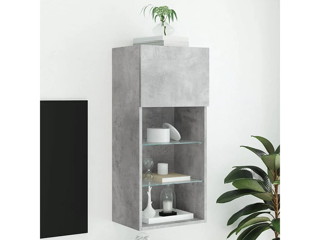 Berkfield TV Cabinet with LED Lights Concrete Grey 40.5x30x90 cm