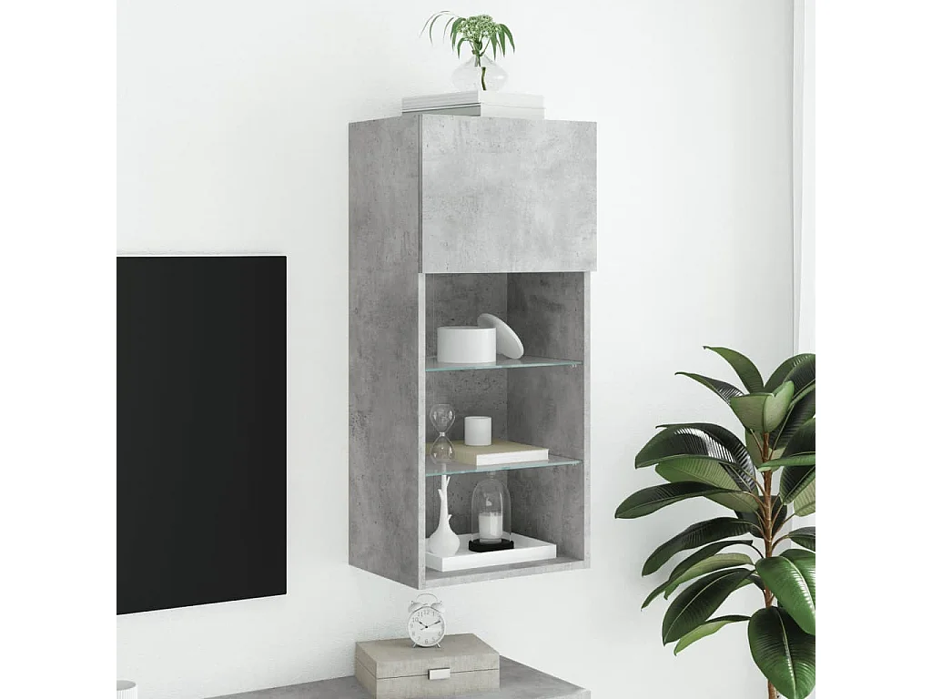 Berkfield TV Cabinet with LED Lights Concrete Grey 40.5x30x90 cm