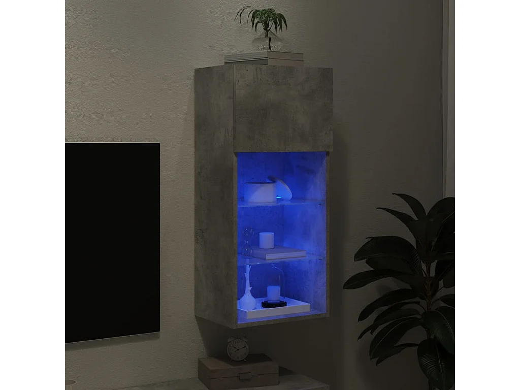 Berkfield TV Cabinet with LED Lights Concrete Grey 40.5x30x90 cm