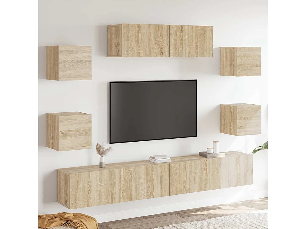 Berkfield 7 Piece TV Cabinet Set Sonoma Oak Engineered Wood