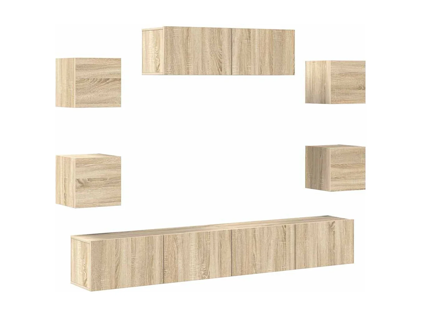 Berkfield 7 Piece TV Cabinet Set Sonoma Oak Engineered Wood