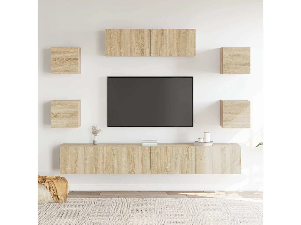 Berkfield 7 Piece TV Cabinet Set Sonoma Oak Engineered Wood