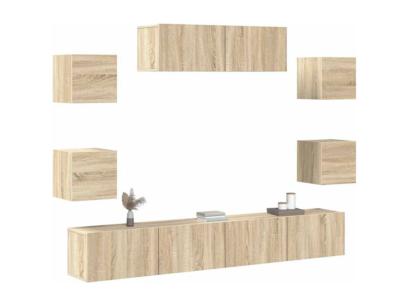 Berkfield 7 Piece TV Cabinet Set Sonoma Oak Engineered Wood