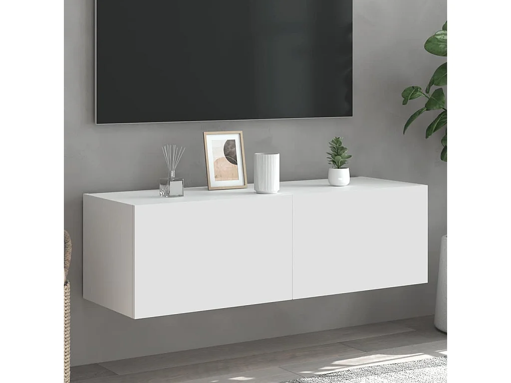 Berkfield TV Wall Cabinet with LED Lights White 100x35x31 cm
