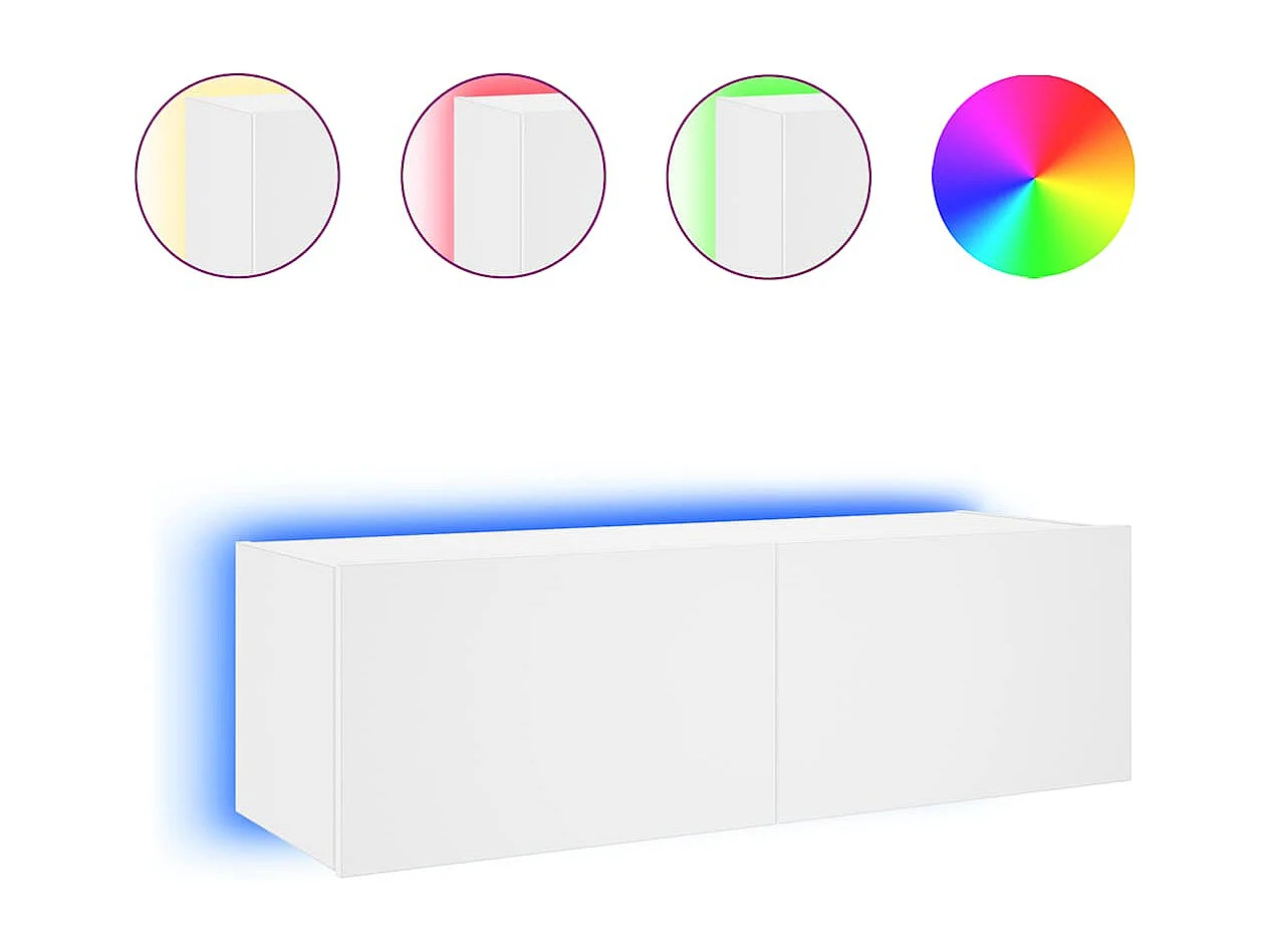 Berkfield TV Wall Cabinet with LED Lights White 100x35x31 cm