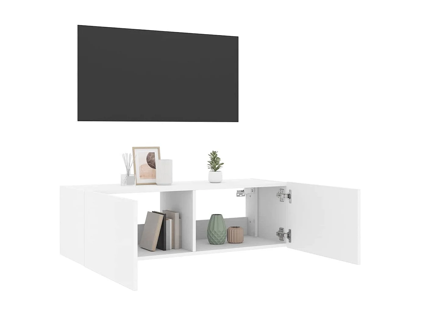 Berkfield TV Wall Cabinet with LED Lights White 100x35x31 cm