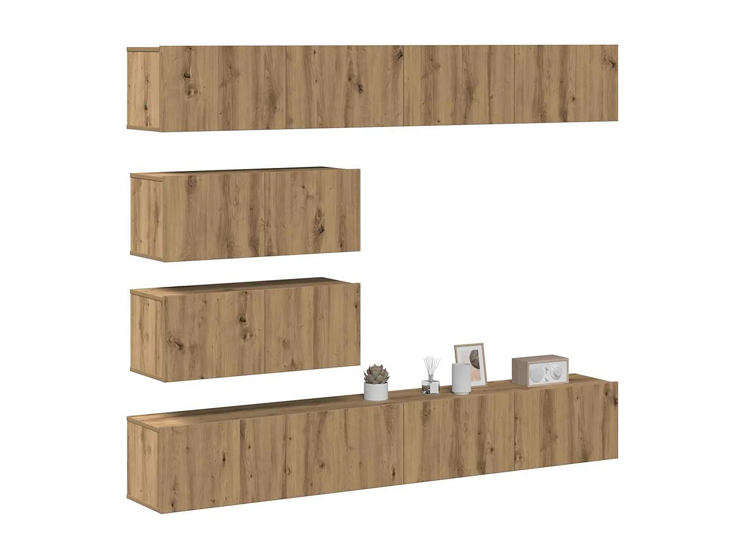 Berkfield 6 Piece TV Cabinet Set Wall-mounted Artisan Oak Engineered Wood