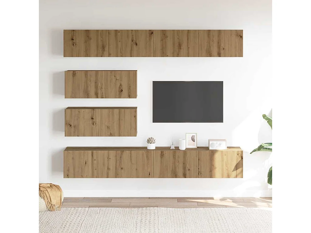 Berkfield 6 Piece TV Cabinet Set Wall-mounted Artisan Oak Engineered Wood