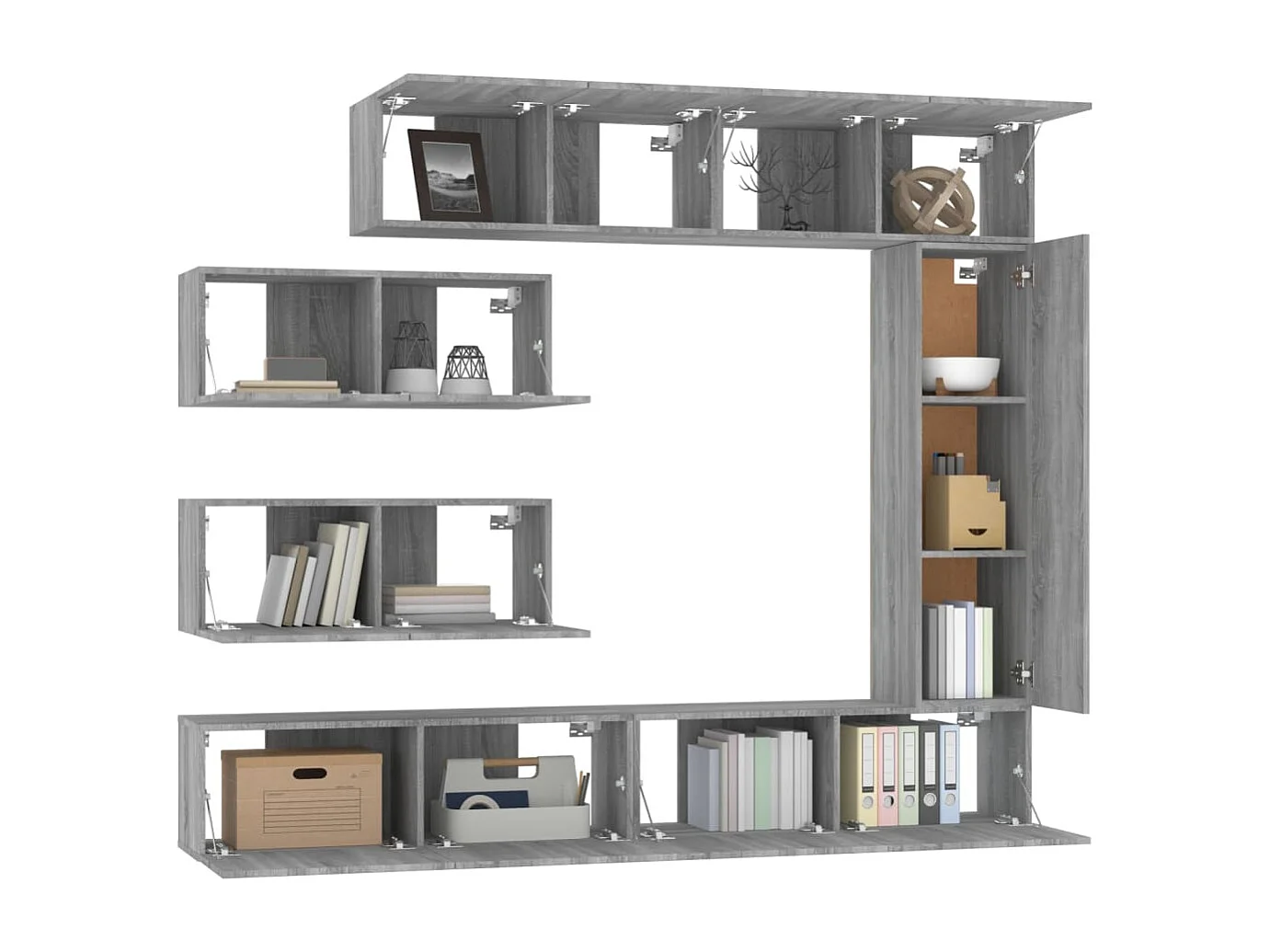 Berkfield 7 Piece TV Cabinet Set Grey Sonoma Engineered Wood