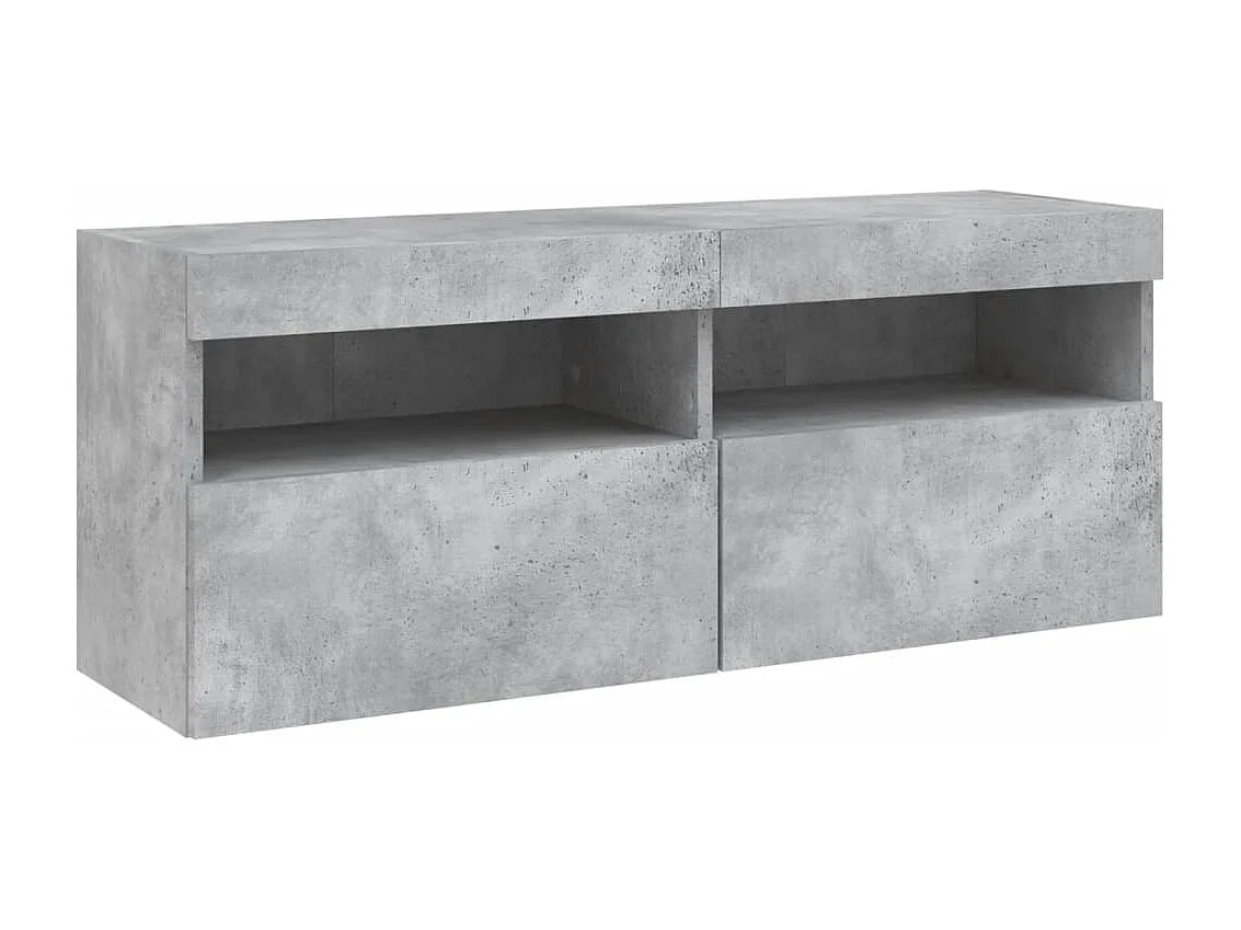 Berkfield TV Wall Cabinet with LED Lights Concrete Grey 100x30x40 cm