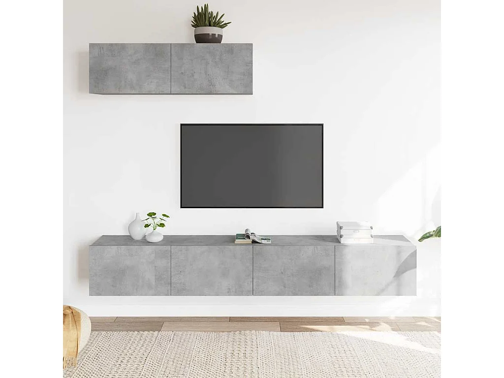 Berkfield 3 Piece TV Cabinet Set Concrete Grey Engineered Wood