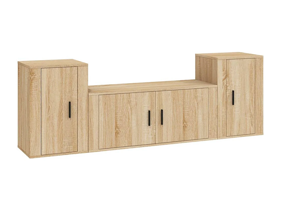Berkfield 3 Piece TV Cabinet Set Sonoma Oak Engineered Wood