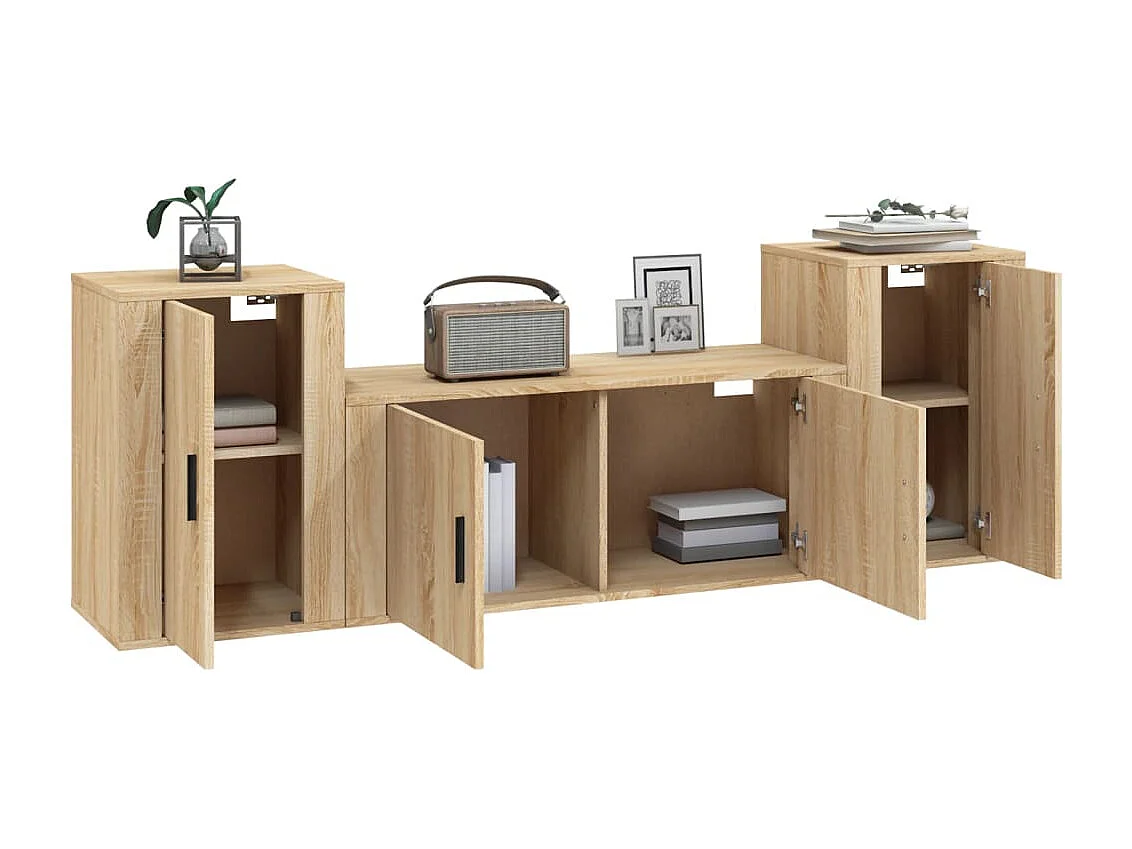Berkfield 3 Piece TV Cabinet Set Sonoma Oak Engineered Wood