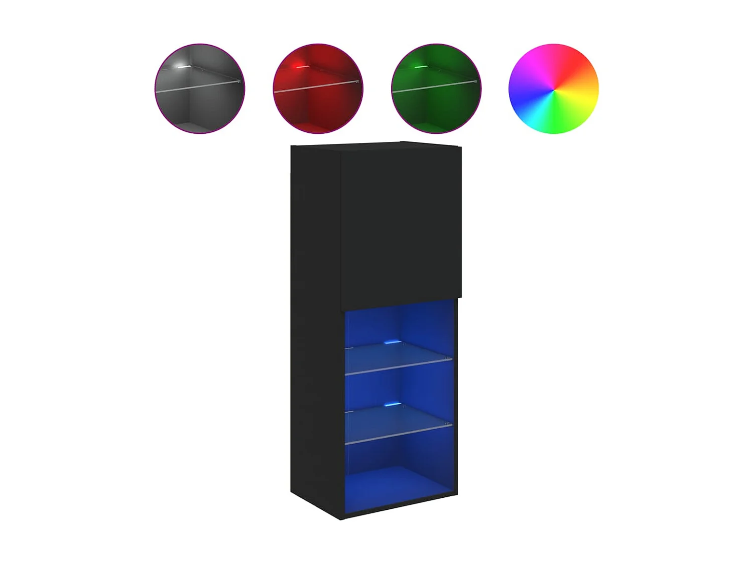 Berkfield TV Cabinet with LED Lights Black 40.5x30x102 cm