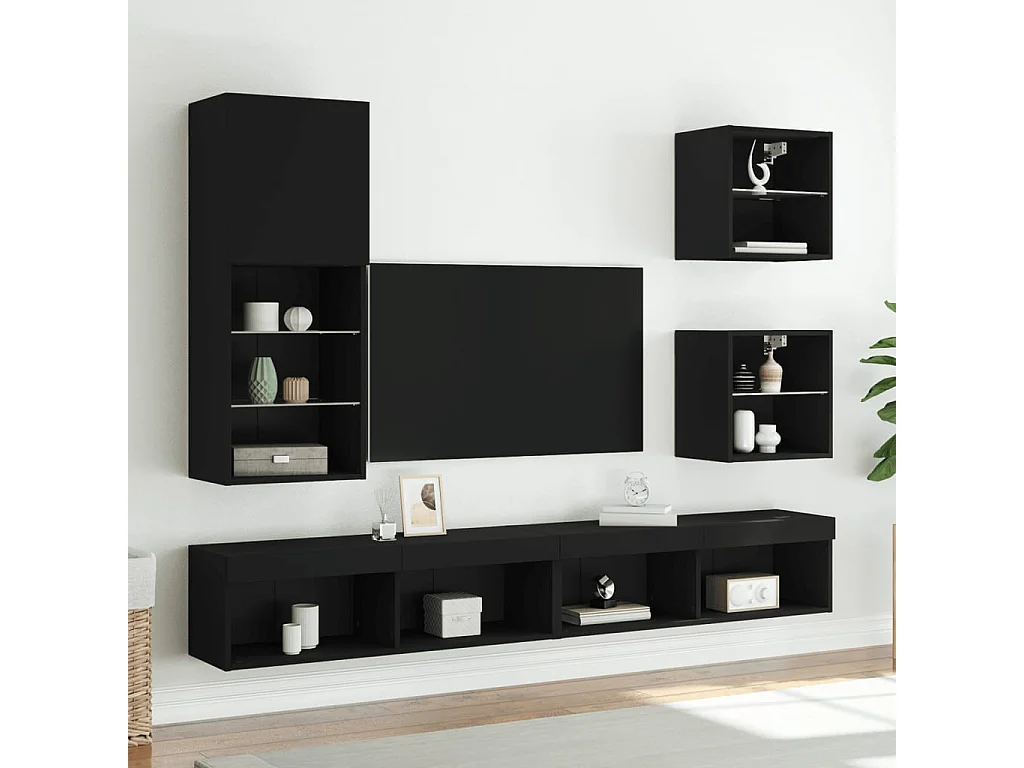 Berkfield TV Cabinet with LED Lights Black 40.5x30x102 cm