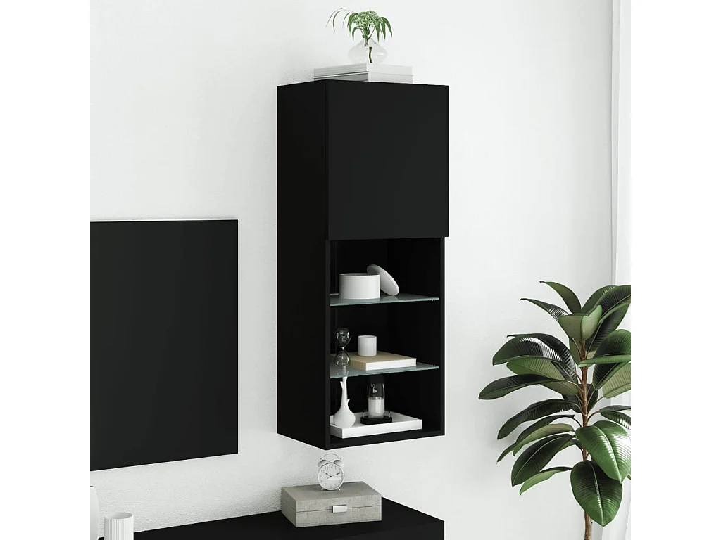 Berkfield TV Cabinet with LED Lights Black 40.5x30x102 cm