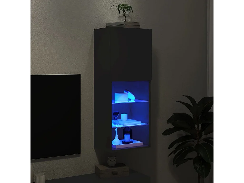 Berkfield TV Cabinet with LED Lights Black 40.5x30x102 cm