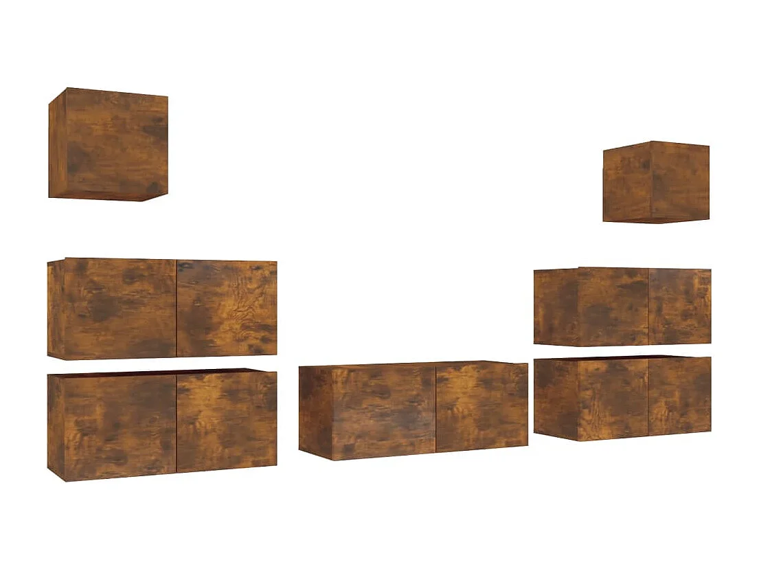 Berkfield 7 Piece TV Cabinet Set Smoked Oak Engineered Wood