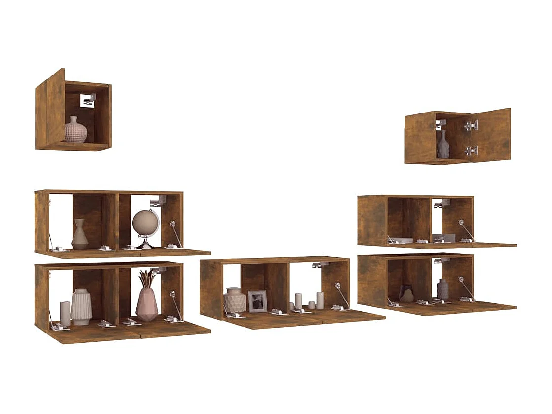 Berkfield 7 Piece TV Cabinet Set Smoked Oak Engineered Wood