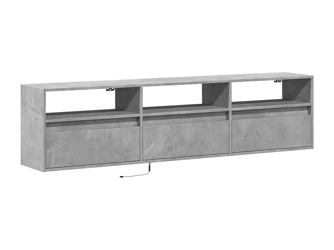 Berkfield TV Wall Cabinet with LED Concrete Grey 180x31x45 cm