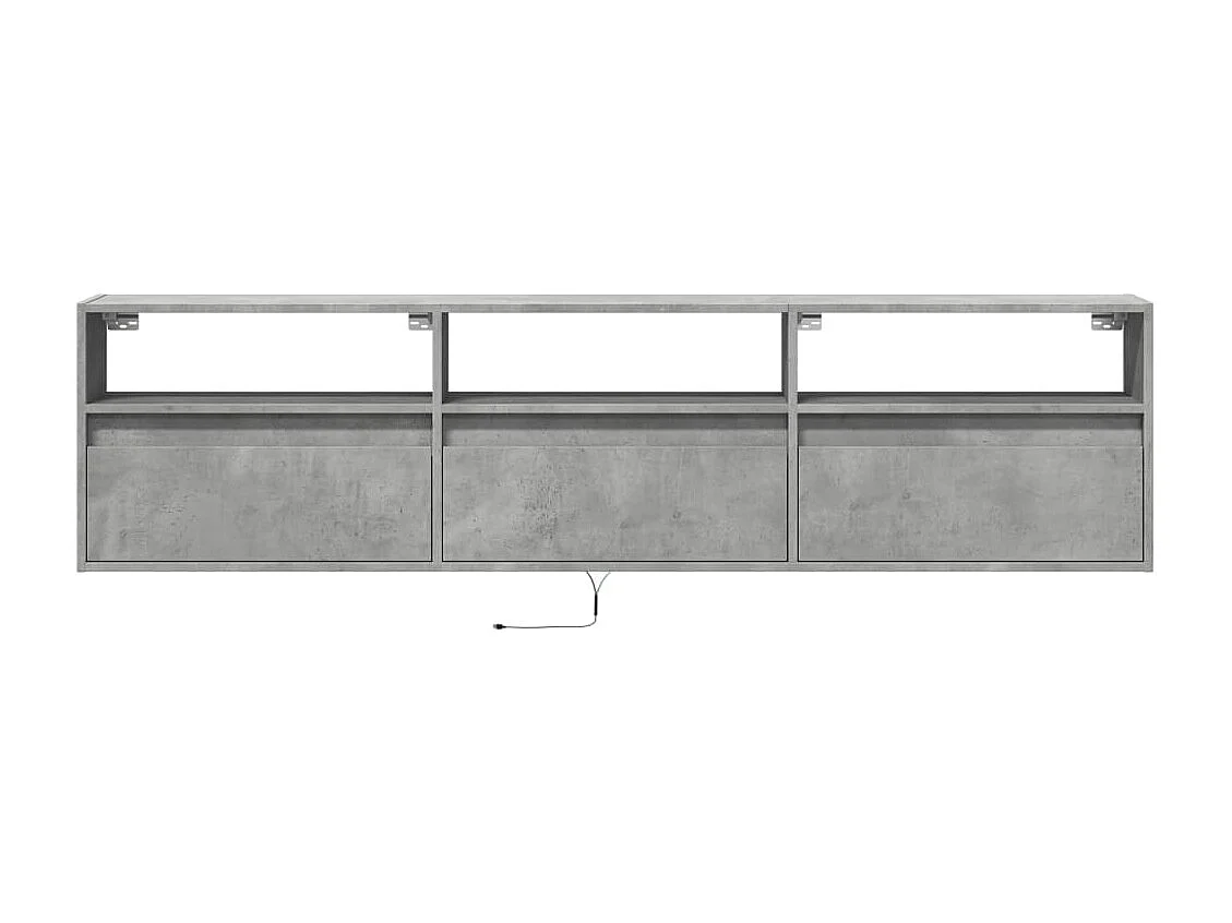 Berkfield TV Wall Cabinet with LED Concrete Grey 180x31x45 cm