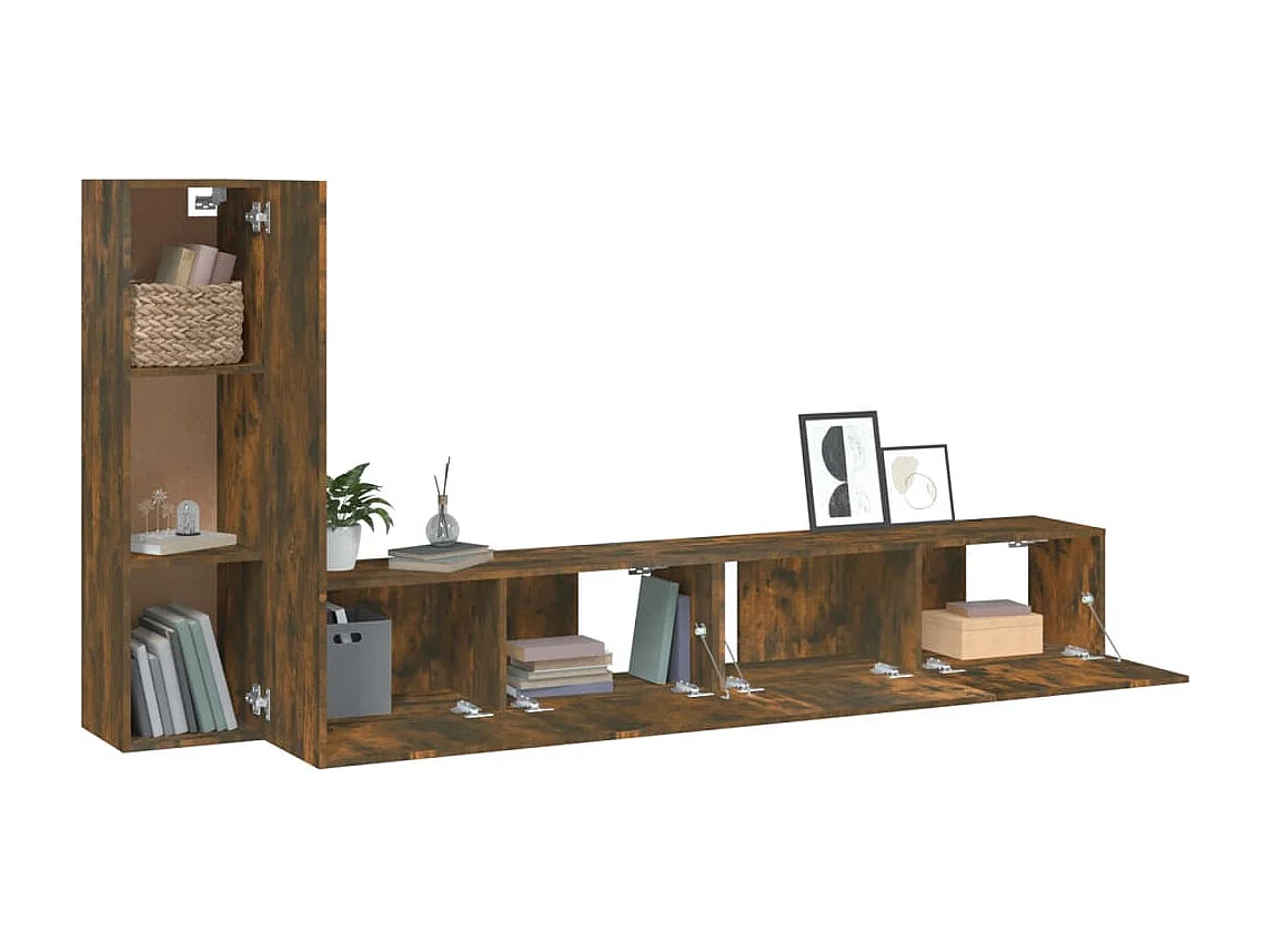 Berkfield 3 Piece TV Cabinet Set Smoked Oak Engineered Wood