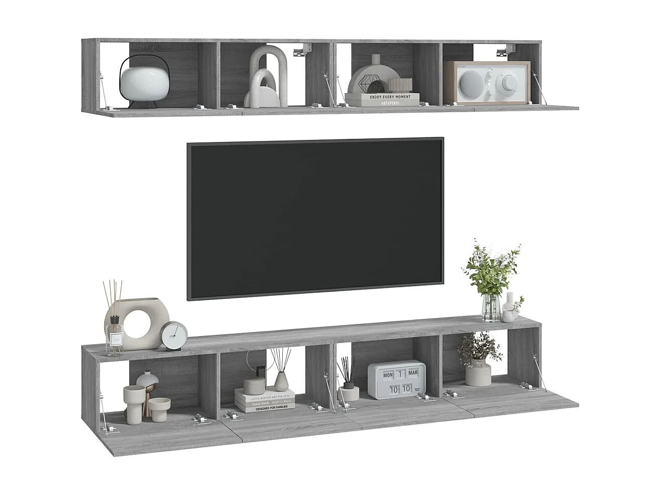 Berkfield Wall TV Cabinets 4 pcs Grey Sonoma 100x30x30 cm