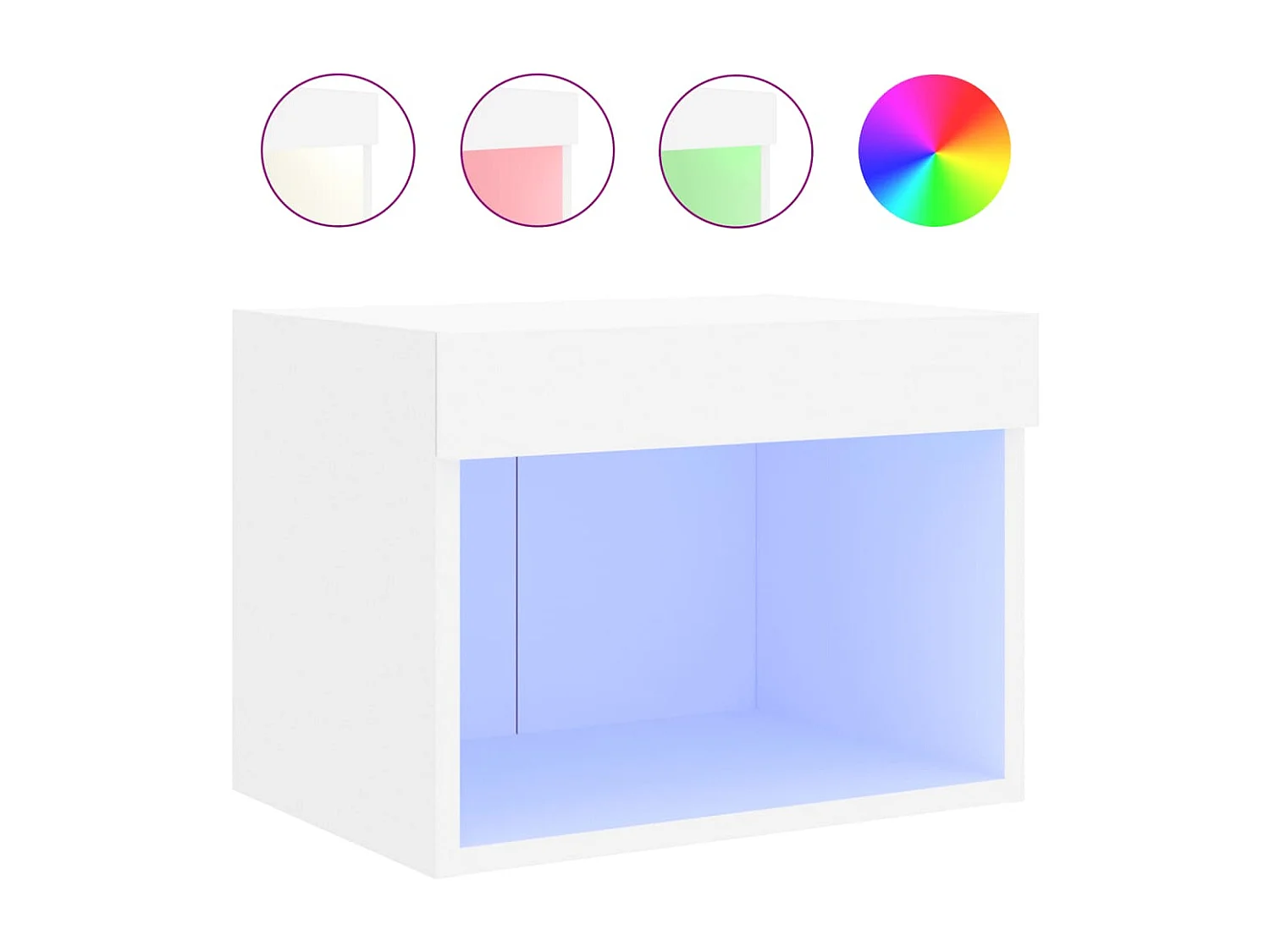 Berkfield Bedside Cabinet with LED Lights Wall-mounted White