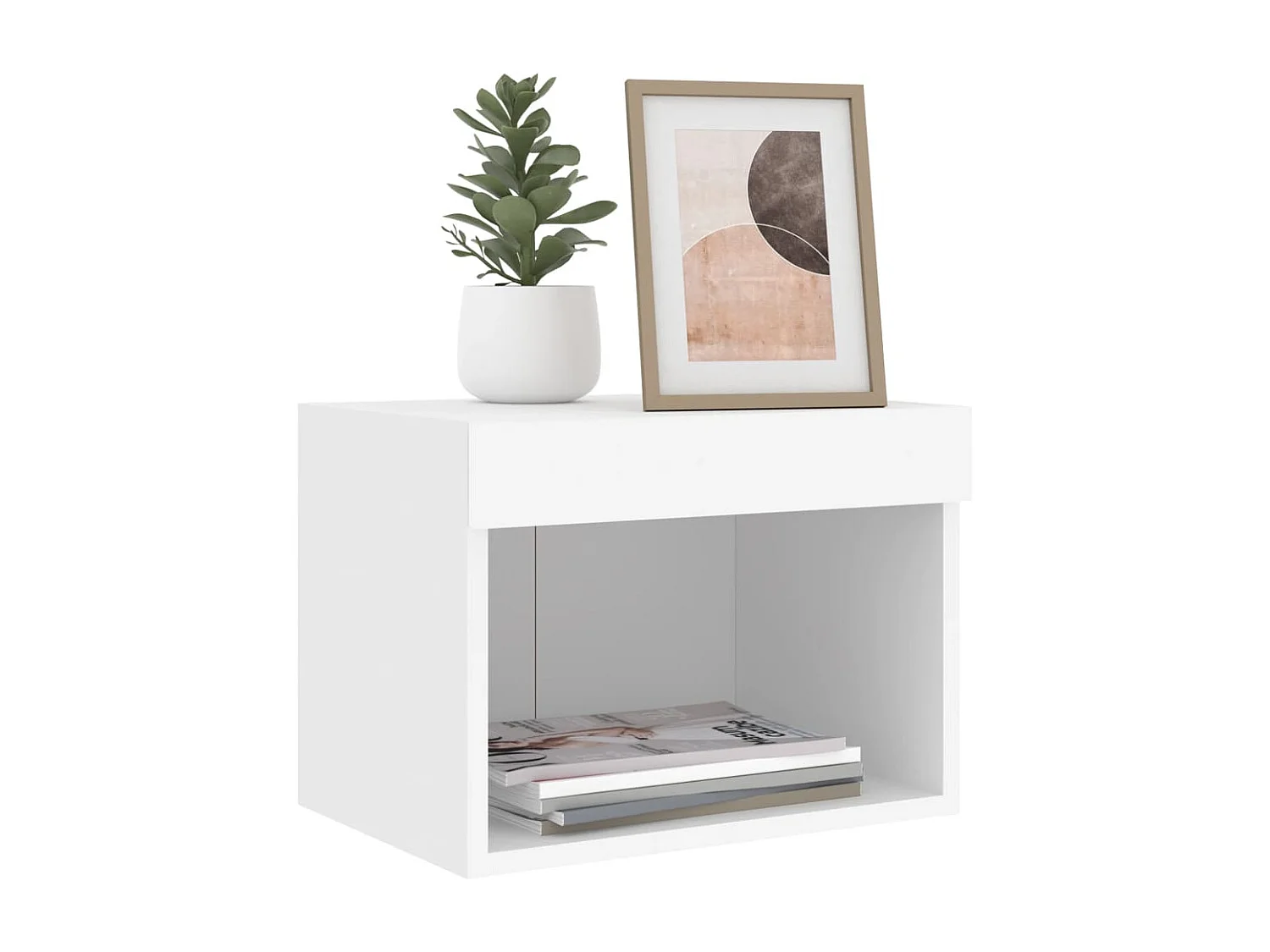 Berkfield Bedside Cabinet with LED Lights Wall-mounted White