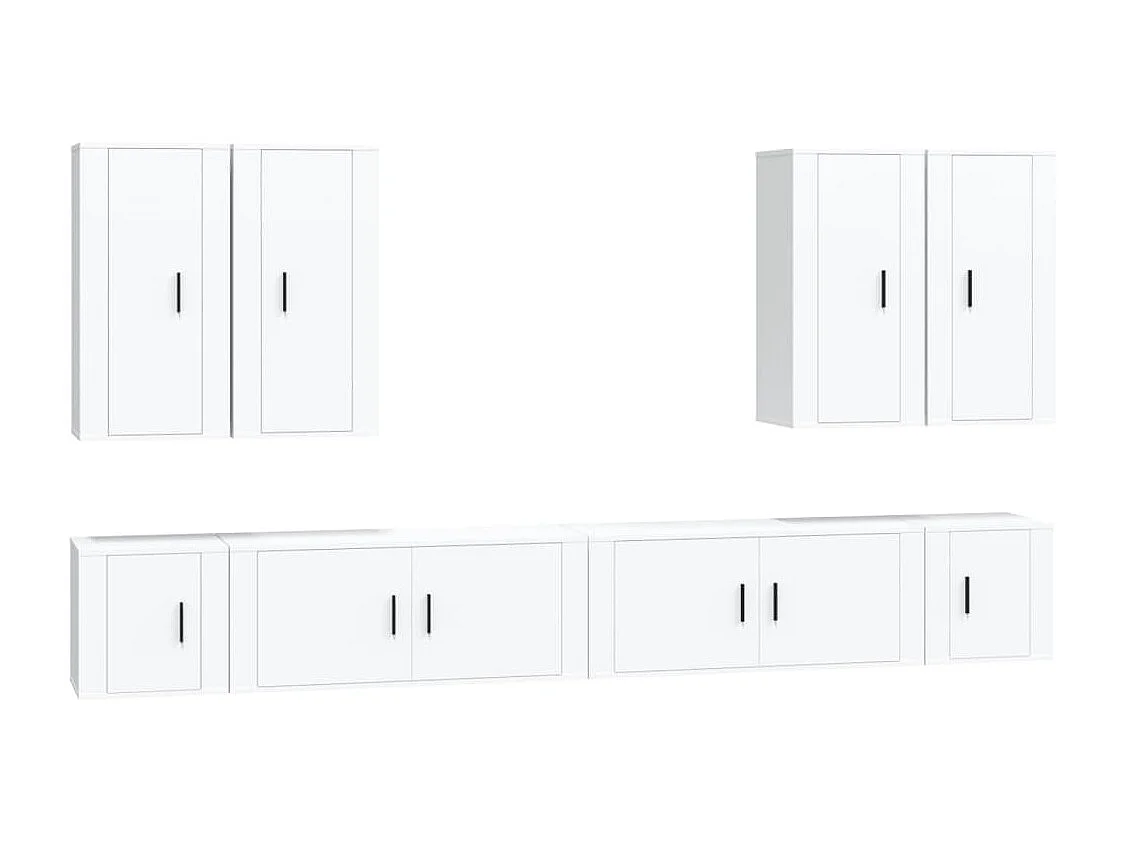 Berkfield 8 Piece TV Cabinet Set White Engineered Wood